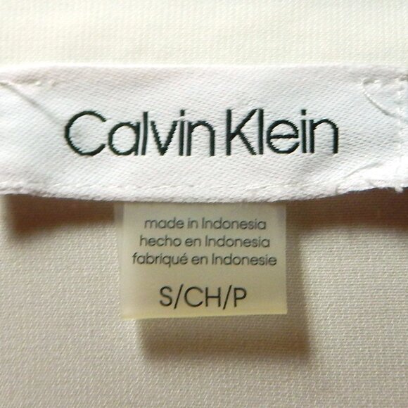 Calvin Klein White Sleeveless V-Neck with Black Piping Size Small Career Top EUC - Picture 8 of 10